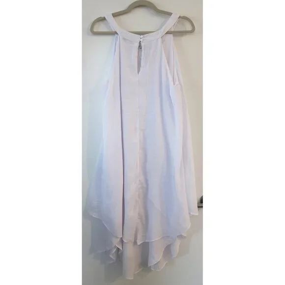 Cleo Sharkbite Hem Halter Neck Dress White with Gold Detail 12 Petite - Picture 4 of 4